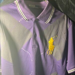 Polo by Ralph Lauren Purple and Gold Dress Shirt with Embroidered Logo